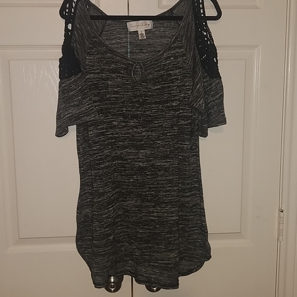 Long cold shoulder top
